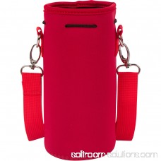 Neoprene Water Bottle or Flask Carrier Holder (32 ounces or 1-1.5 Liter) w/ Adjustable Shoulder Strap Carrier by Made Easy Kit